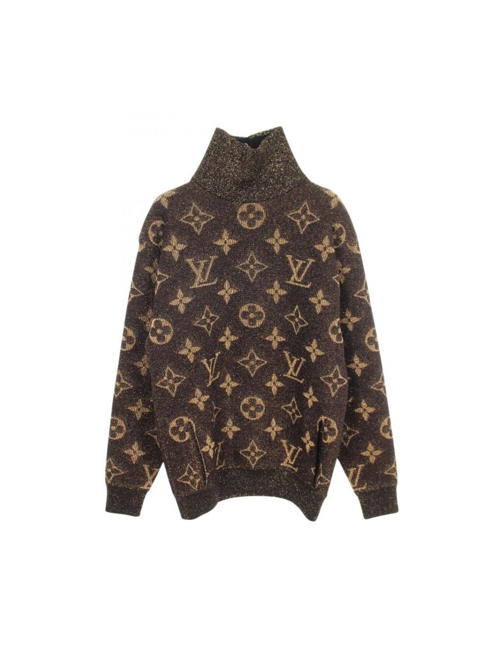 Louis Vuitton Knit Lurex Monogram High Neck Wool Sweater
